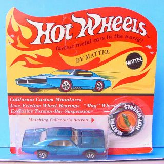 1960s Hot Wheels Redline Custom Charger Dark Blue Us Base Minty Carded