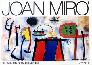 Joan Miro Vintage York Guggenheim Museum Poster 24 X 33 - 3/4