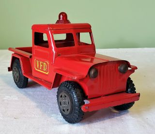 Marx Lumar Toys V.  F.  D.  Willys Jeep Pick - Up Fire Truck 50 