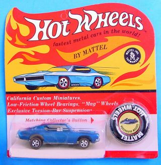1960s Hot Wheels Redline Custom Barracuda Dark Blue ?? Base Carded