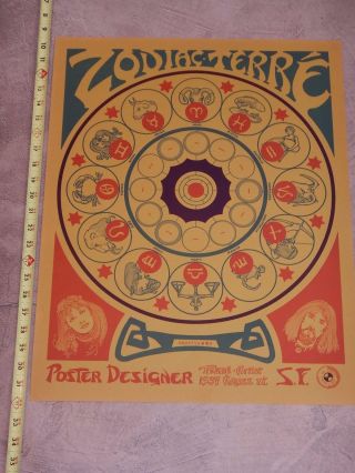 Vintage 1960s Astrology Zodiac Poster By Terre 