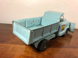 Buddy L GMC Deluxe Hydraulic Dump Truck W Plow Baby Blue Pressed Steel Toy 3