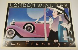 1983 London Wine Bar San Francisco 1920s 30s Style Wine Posters Pub Art Poster