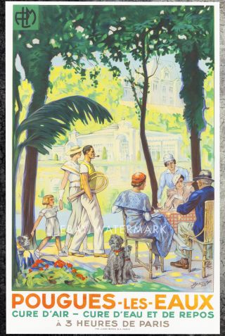1935 Tennis Pougues Les Eaux Vintage French Poster 11x17 Lucien Jonas