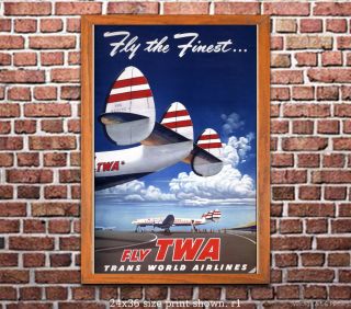 Twa Fly The Finest - Vintage Airline Travel Poster [6 Sizes,  Matte,  Glossy Avail]