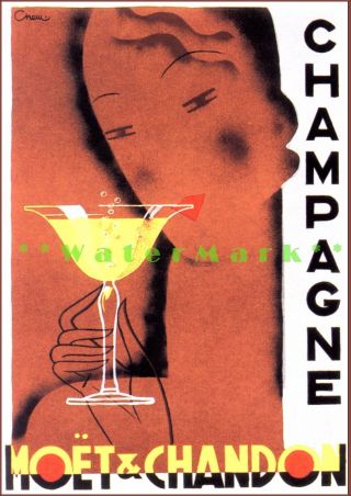 Moet Chandon Champagne Glass Art Deco Vintage Poster Print Home Decor Wall Art 4