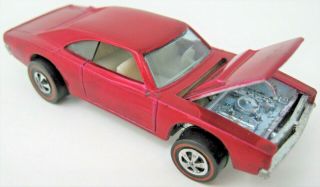 Hot Wheels Redline 1969 Dodge Custom Charger Mopar - Spectraflame Rose Near