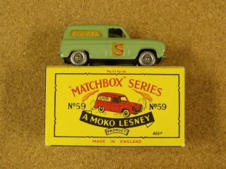 Old Lesney Matchbox 59 Ford Thames Van Box Silver Plastic Wheels