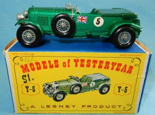 MATCHBOX 4.  5 LITRE BENTLEY Y5 - 2 MODELS OF YESTERYEAR MOY METALLIC IN D1 BOX 2