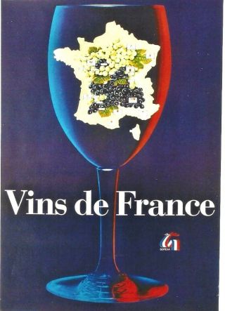 Vintage Poster Vins De France French Wine 1985