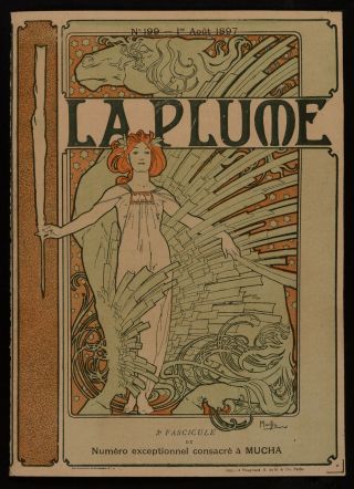 Alphonse Mucha Lithograph,  La Plume,  1897.