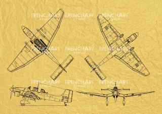 Junkers Ju 87 Stuka Wwii Poster Art Luftwaffe Aircraft Patent Print Drawing Ww2