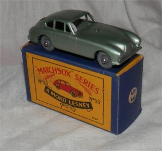 1960s.  Matchbox.  Lesney.  53 Aston Martin.  Grey Plastic Wheels.