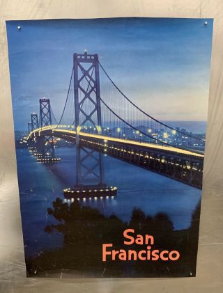 Vtg 70s - 80s San Francisco California Golden Gate Bridge At Night Poster