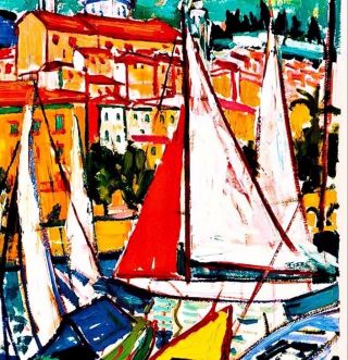 Cote D ' Azur France 1965 Vintage Poster Print Art French Travel Seaside Sailing 2