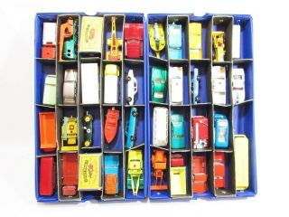 39 Vintage 1960s Matchbox Vehicles In Carrying Case,  2 Catalogs