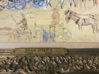 Jean DUFY French gouache drawing signed / Findlay gallery label c.  1960 2
