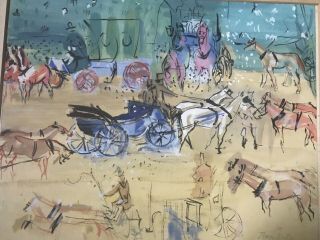 Jean DUFY French gouache drawing signed / Findlay gallery label c.  1960 3