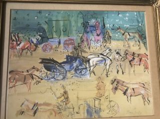 Jean DUFY French gouache drawing signed / Findlay gallery label c.  1960 8