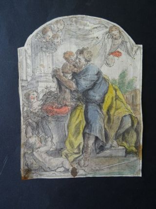 Italian - Neapolitan School 18thc - Religious Scene By Lamarra - Ink - Watercolor