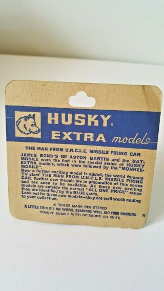 HUSKY EXTRA Models Corgi 1005 The Man From Uncle U.  N.  C.  L.  E.  Car Carded Blister 5