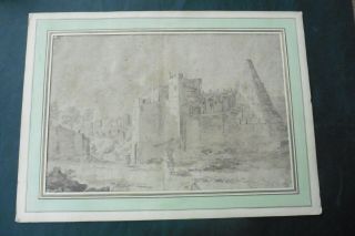 Dutch School 17thc - Cityscape Rome Circle Asselijn - Large Size Ink Drawing