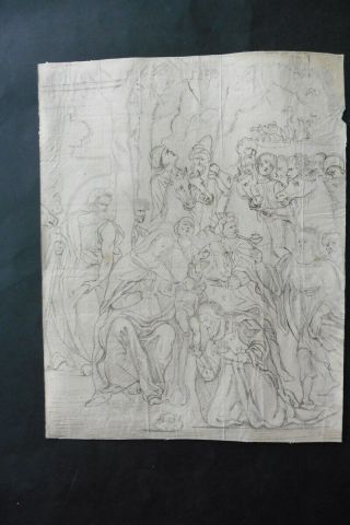 Italian - Bolognese Sch.  Ca.  1700 - Religious Scene Circle Franceschini - Charcoal