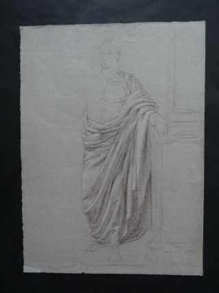 French Neoclassical School Ca.  1800 - Figure - Drapery Study - Charcoal