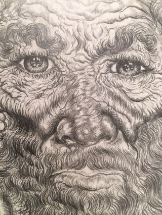 D.  Shouse 1966 Graphite Drawing Portrait Of A Hobo Outsider Art