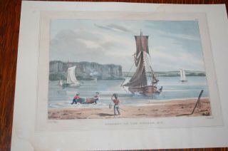 Antique Print " Scenery On The Hudson,  Ny " Lucas Prog.  Drawing Book 1827