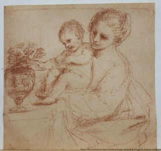 Estate Old Master to Empire Classical Sepia Mother Child Drawing w Provenance 2