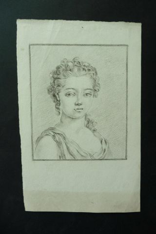 Dutch School Ca.  1800 - Subtile Portrait Young Lady - Charcoal Drawing