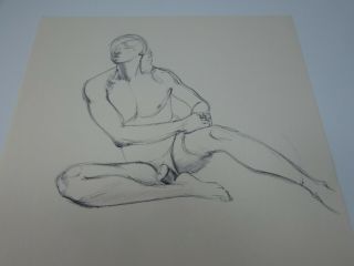 Vintage Drawing Nude Man 1976 Artist Susan Wohl 30301