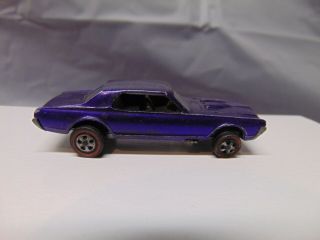 1968 Mattel Hot Wheels Red Line Custom Cougar Die Cast Car Redlines Usa Purple