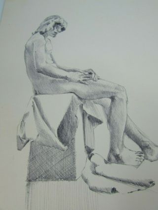 Vintage Drawing Sketch Nude Young Man 1976 Artist Susan Wohl 30336