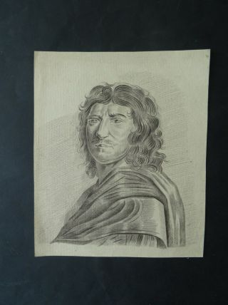 Dutch School 18thc - Portrait Of A Man - Fine Charcoal Drawing