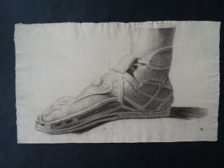 French Neoclassical School 18thc - Study Of A Foot - Charcoal Drawing