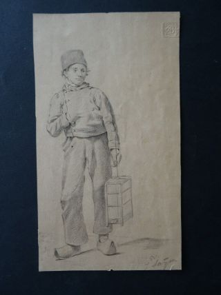 Dutch School 19thc - Portrait Of A Boy Sign.  Swijser - Pencil Drawing