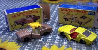 Matchbox Cars Series No 25 And 33ford Cortina And Lamborghini Mura P400