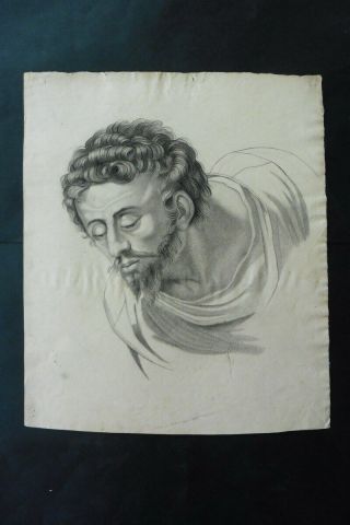 French School Ca.  1810 - Portrait Bearded Man - Subtile Charcoal Drawing
