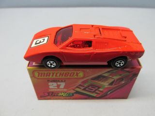 Matchbox Superfast 27b Lamborghini Countach Red / 3 Label / Red Windows