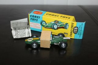 Corgi Toys 155 Lotus F1 Car &mint Box,  Corgi Slip &pack Piece