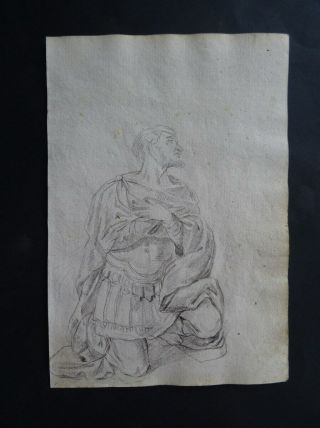 Italian - Bolognese School 18thc - Kneeling Religious Figure - Charcoal Drawing