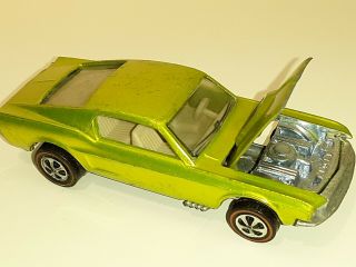 1967 Hot Wheels Redline Custom Mustang Metallic Green Antifreeze White Int