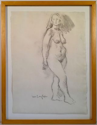 Listed Artist Moses Soyer (1899 - 1974) Signed Pencil Drawing Exhibited C.  1965