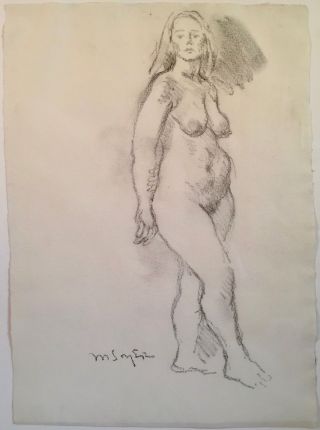 Listed Artist Moses Soyer (1899 - 1974) Signed Pencil Drawing Exhibited c.  1965 2