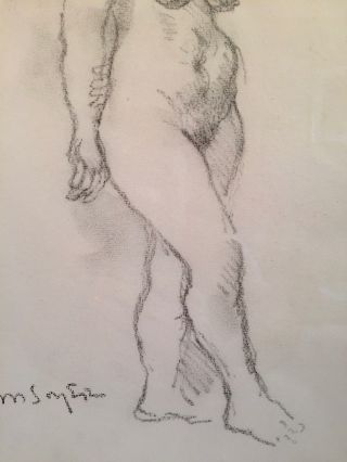 Listed Artist Moses Soyer (1899 - 1974) Signed Pencil Drawing Exhibited c.  1965 4
