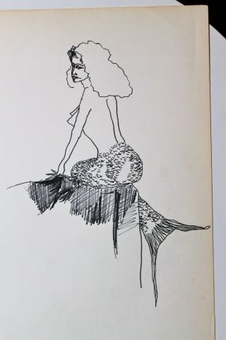 Topless Mermaid Art Vintage Hand Drawn By Peter English Siren Ooak Vtg