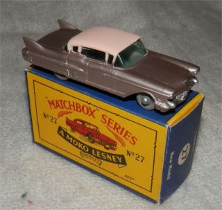 Brownish.  60s.  Matchbox Lesney 27 Cadillac Sixty Grey Wheel/black Base.