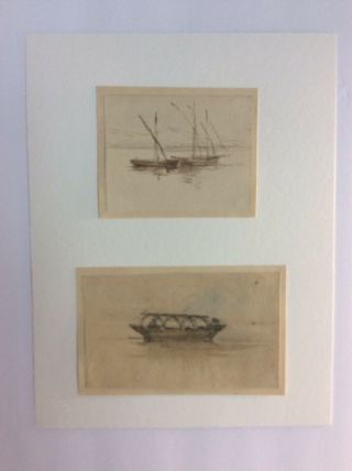 Two Sketches Small Boats,  Pencil & Watercolour,  Sheet 8 1/2’’x 11’’